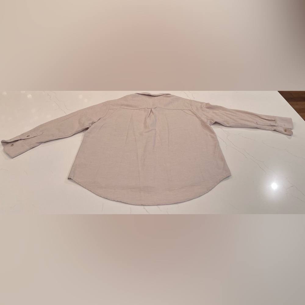 Old Navy Boyfriend Shirt | Large | Oatmeal - Picture 8 of 10